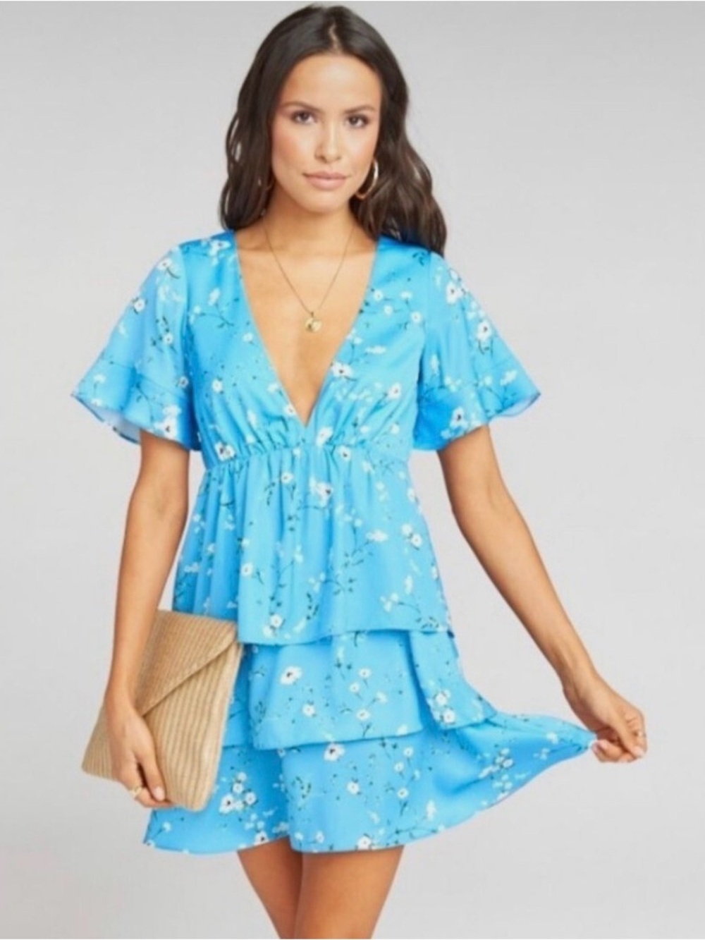 Show Me Your MuMu Floral Tiered V-Neck Mini Dress - Picture 3 of 7